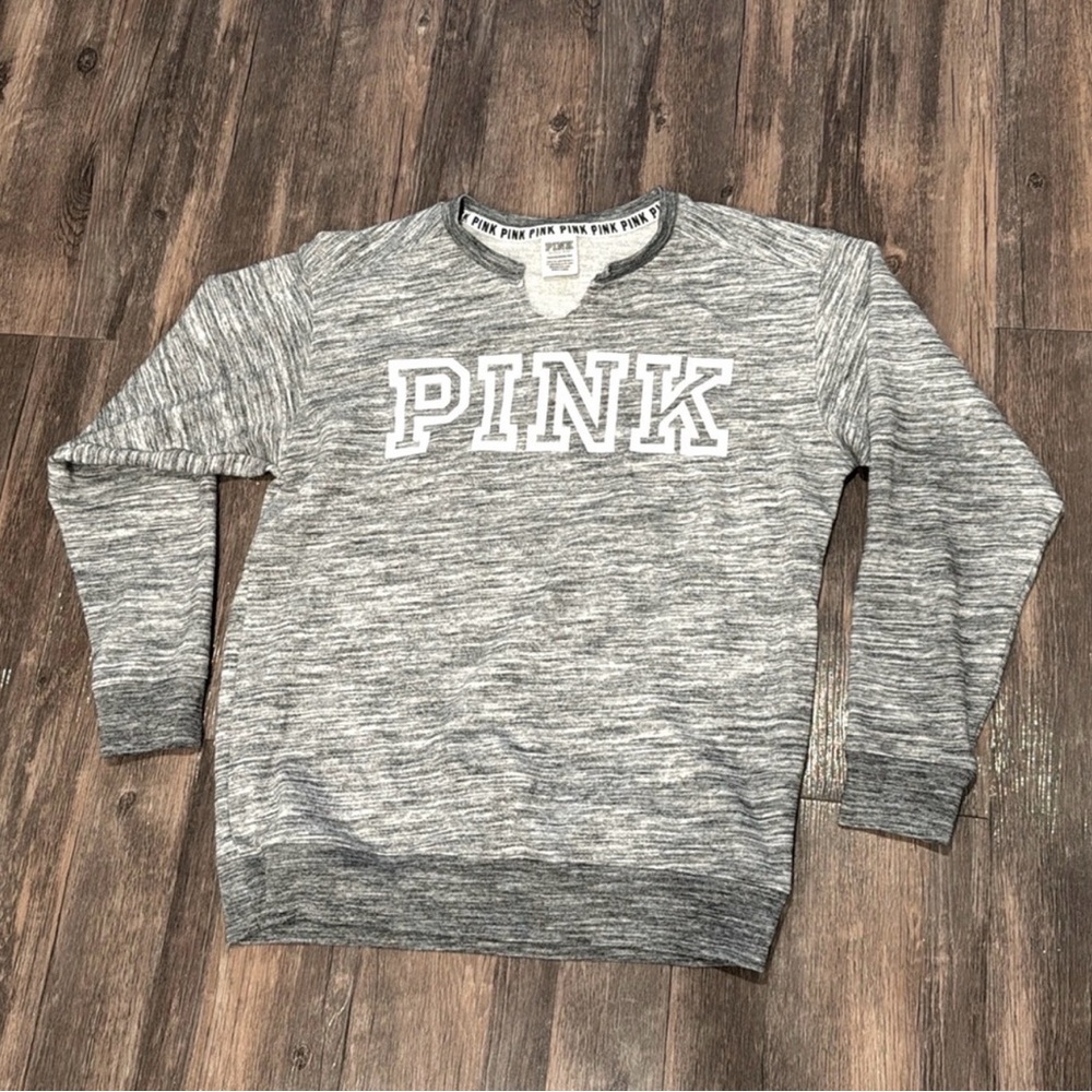 PINK Victoria’s Secret Gray Logo Pullover Sweatshirt | XS